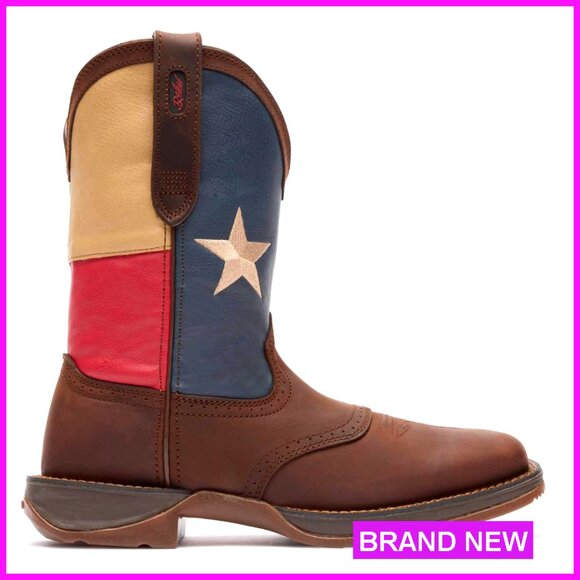 Patriotic Texas Flag Western Boots Pull-On Distressed Leather Cowboy Style